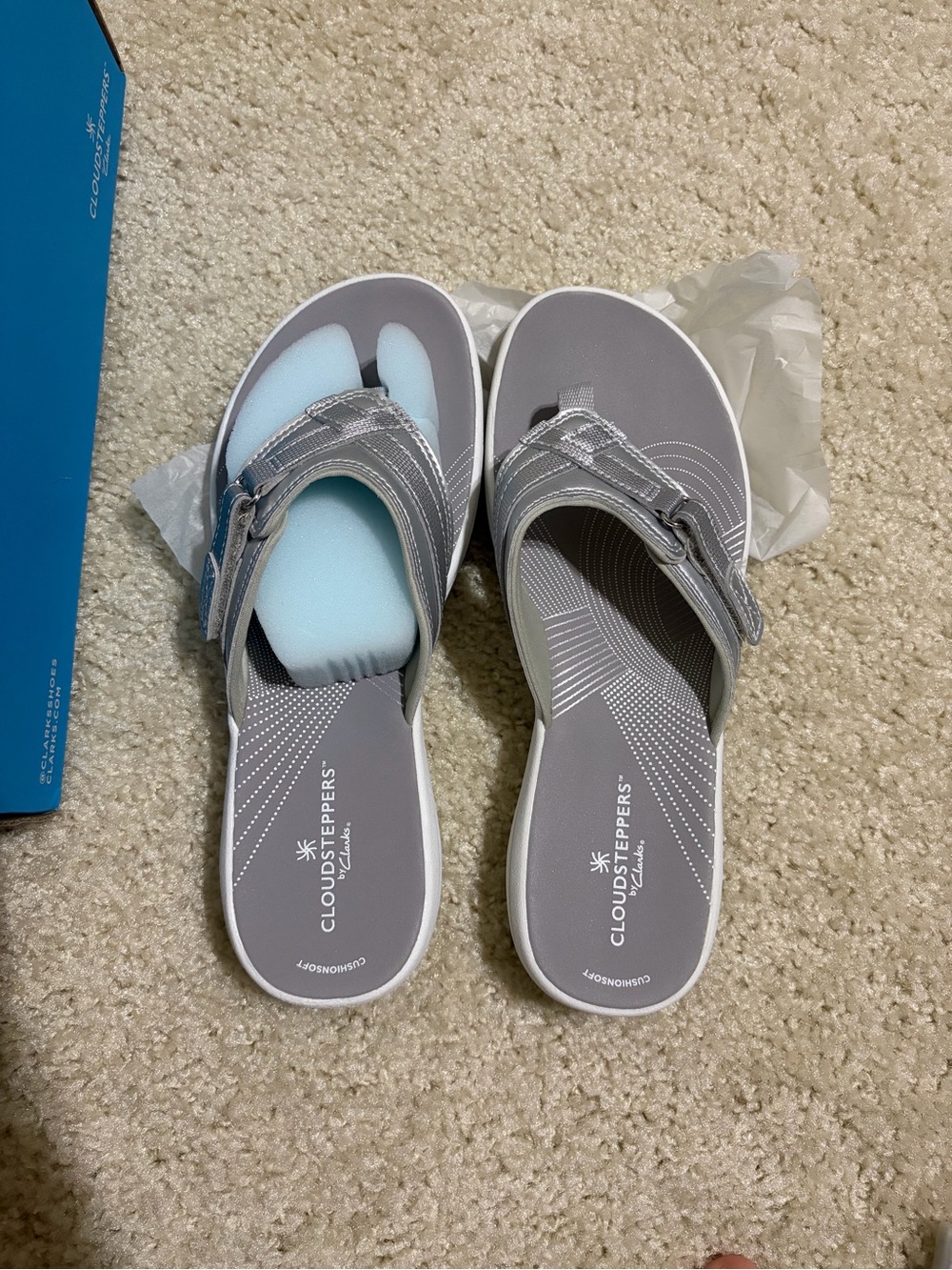 Clarks Cloudsteppers Gray Slip-On Sandals Firm Price!